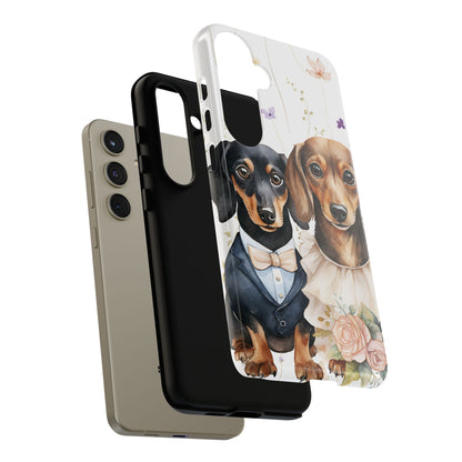 Wedding Dachshund Dog Phone Case - Bridal Gift Flower Girl Apple Pixel Galaxy