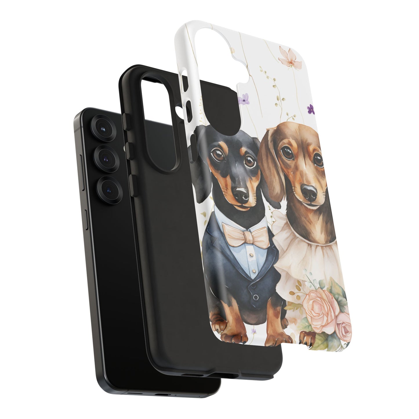 Wedding Dachshund Dog Phone Case - Bridal Gift Flower Girl Apple Pixel Galaxy