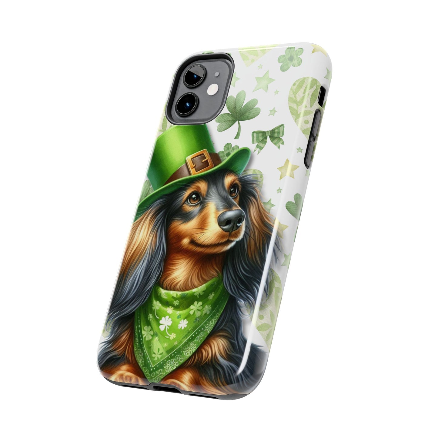 St Patricks Cute Dachshund Phone Case Dog Lover Gift Tough Phone Cover Patty