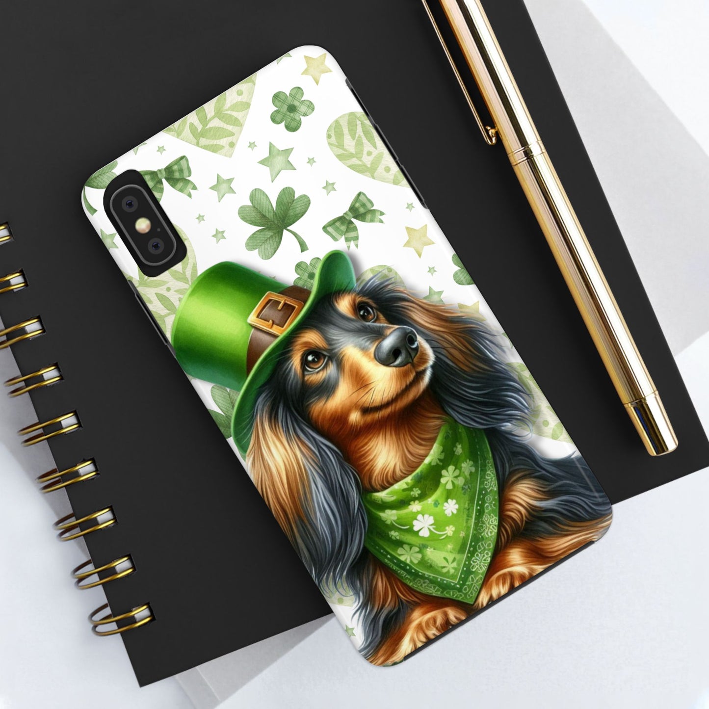 St Patricks Cute Dachshund Phone Case Dog Lover Gift Tough Phone Cover Patty