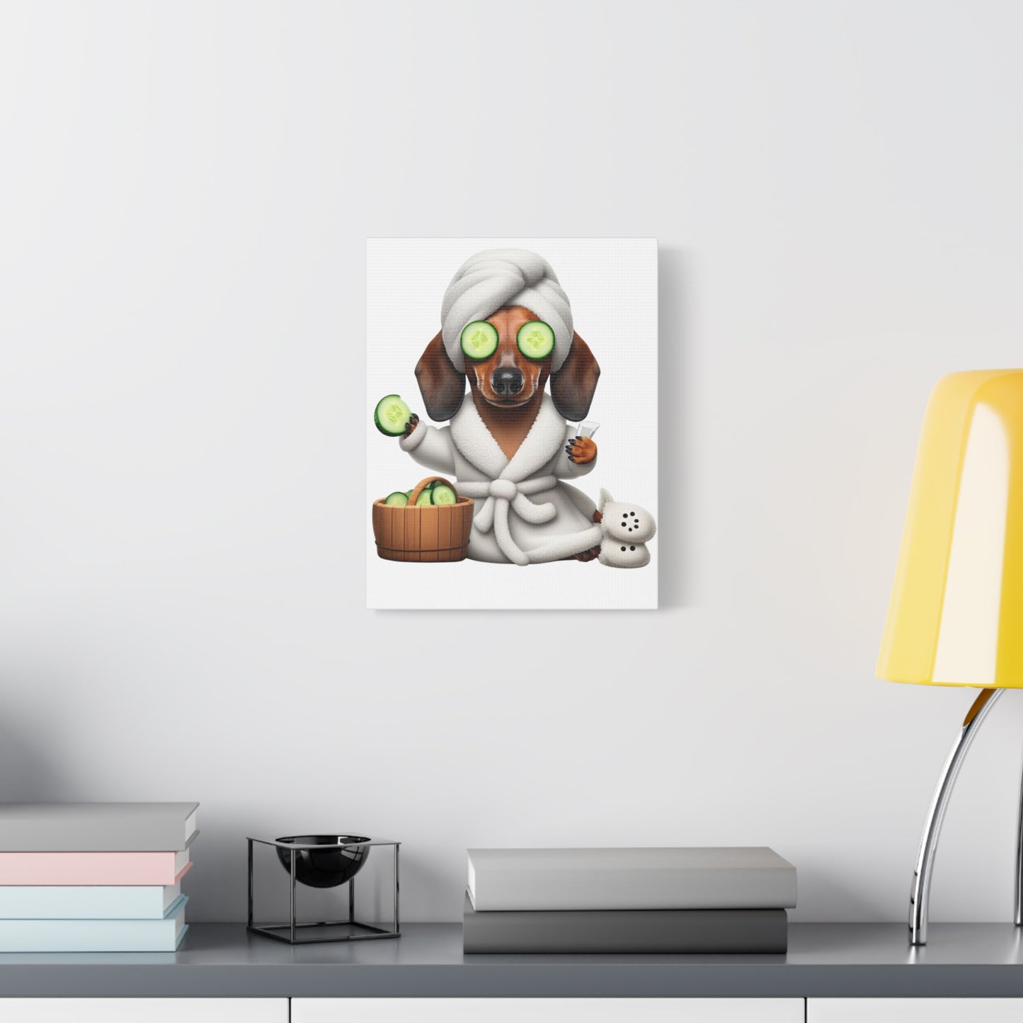 Canvas Print, Cute Dachshund in Bathrobe, Funny Animal Art, Home Decor, Dog Lover Gift, Wall Art, Nursery Decor