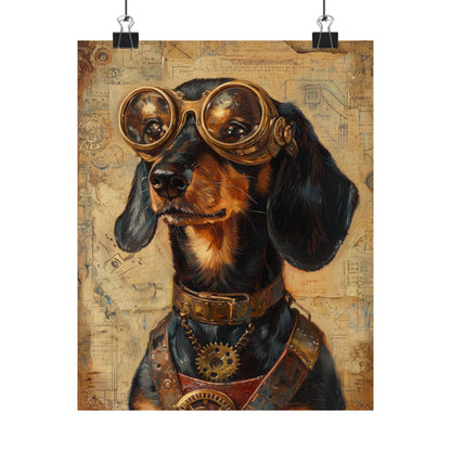 Steam Punk Dachshund Vertical Poster Dog Room Art Gift Game Room Sophisticated 2