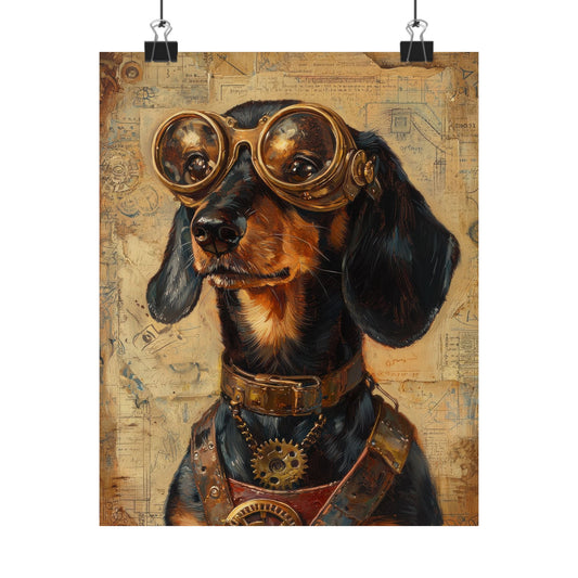 Steam Punk Dachshund Vertical Poster Dog Room Art Gift Game Room Sophisticated 2