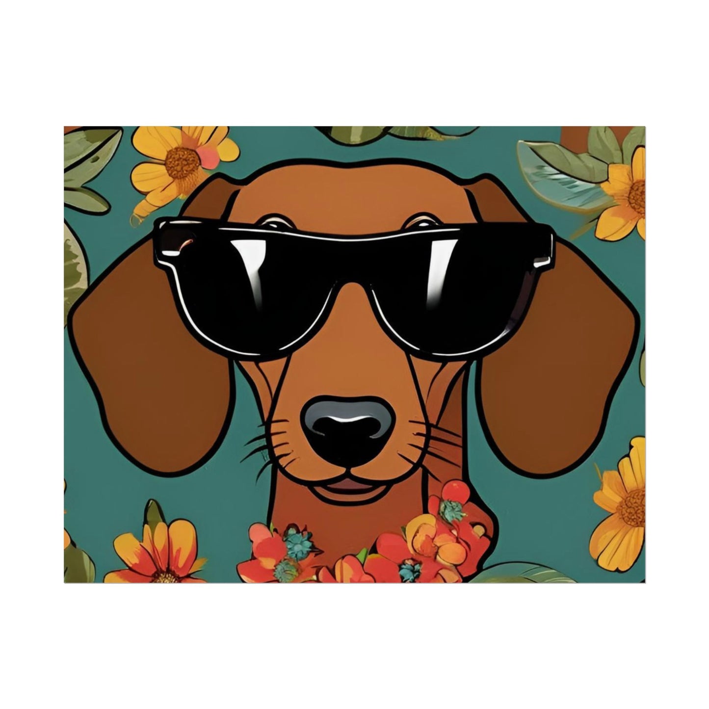 Dachshund Poster Dog Wall Art Animal Lover Game Room Decoration Weiner Dog Horizontal