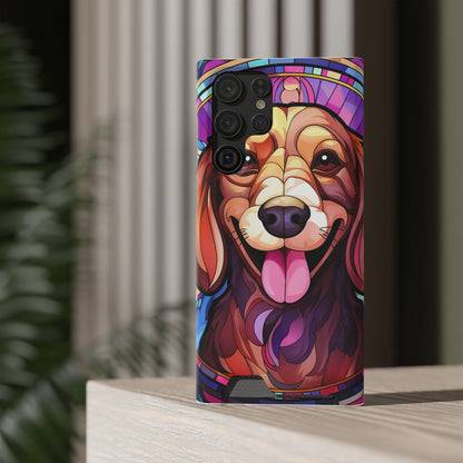 Stained Glass Dachshund Phone Case, Trendy Wallet Case for Dog Lovers, Cute Card Holder Cover