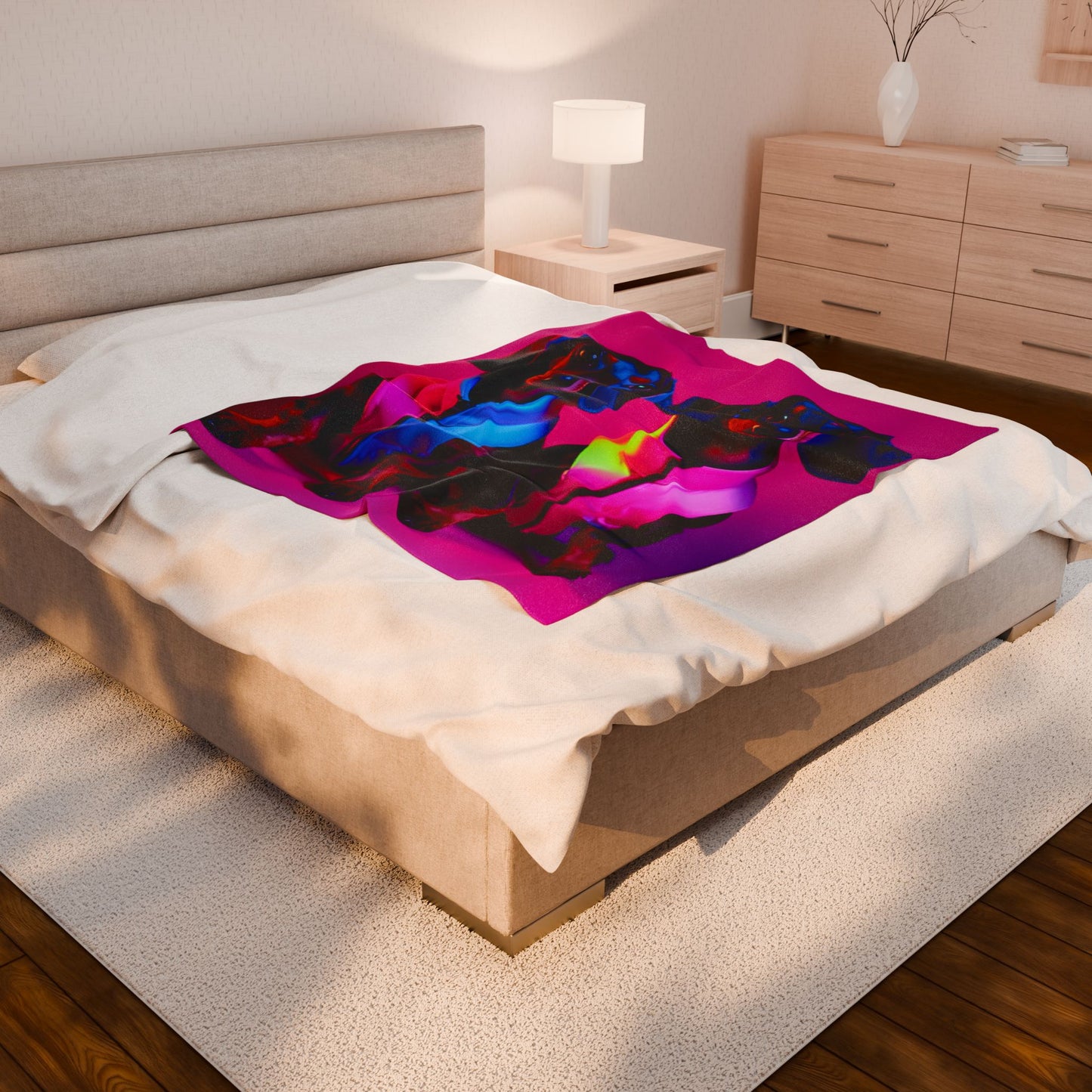 Vibrant Black Light Dachshund Blanket, Cozy Throw, Dog Lover Gift, Animal Print Bedding, Weiner Dog