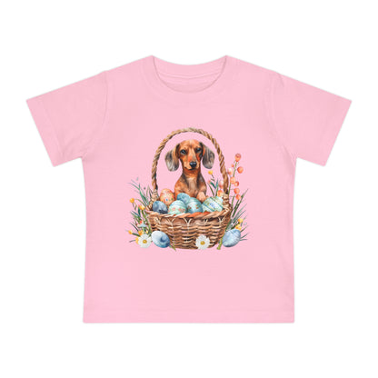 Girl Puppy Baby T-Shirt, Cute Dog Doxie Toddler Dachshund
