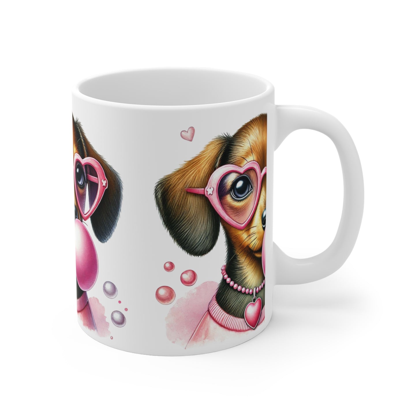 Pink Dachshund Mug Cute Dog Lover Gift, Fun Coffee Cup Weiner Dog