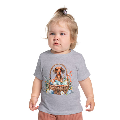 Girl Puppy Baby T-Shirt, Cute Dog Doxie Toddler Dachshund
