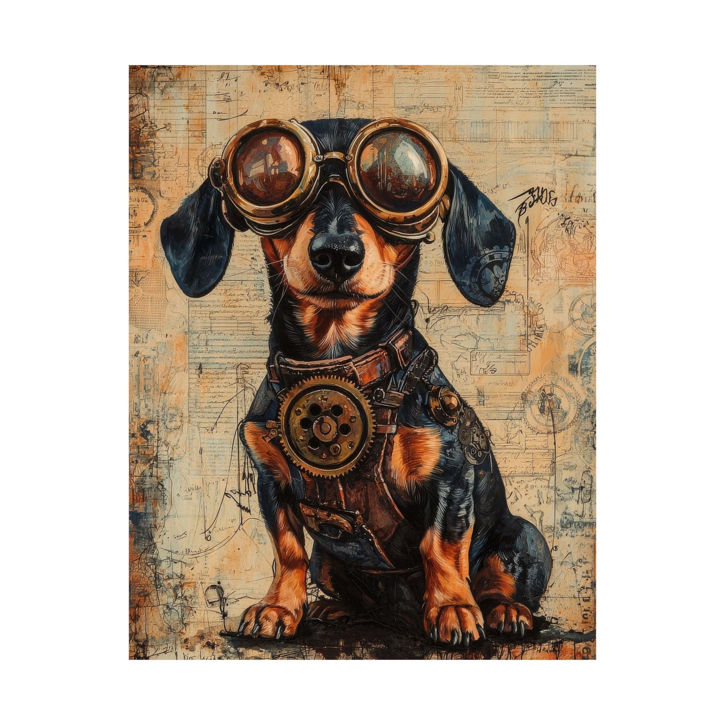 Steam Punk Dachshund Vertical Poster Dog Room Art Gift Game Room Sophisticated