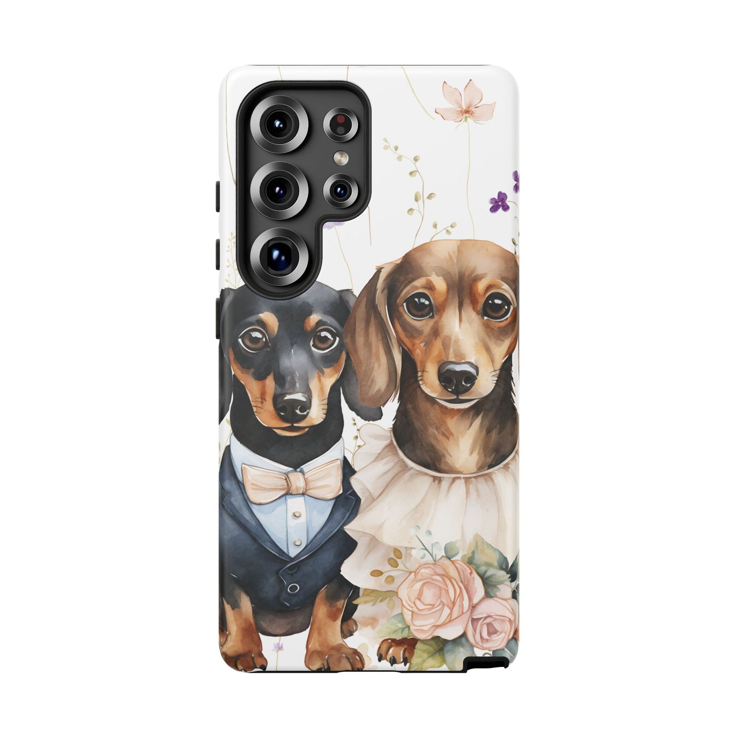 Wedding Dachshund Dog Phone Case - Bridal Gift Flower Girl Apple Pixel Galaxy