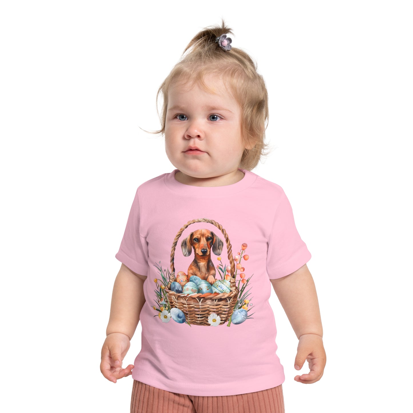 Girl Puppy Baby T-Shirt, Cute Dog Doxie Toddler Dachshund