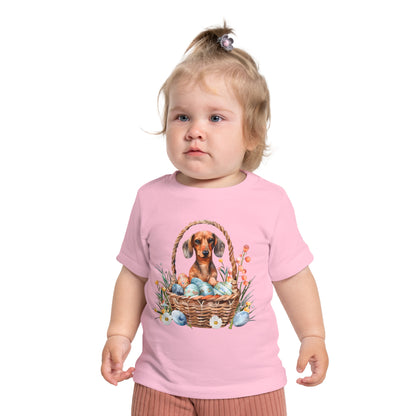 Girl Puppy Baby T-Shirt, Cute Dog Doxie Toddler Dachshund
