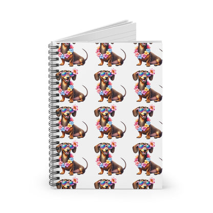 Fun Hawaiian Patterned Dachshund Spiral Notebook Pet Journal, Dog Lover Gift