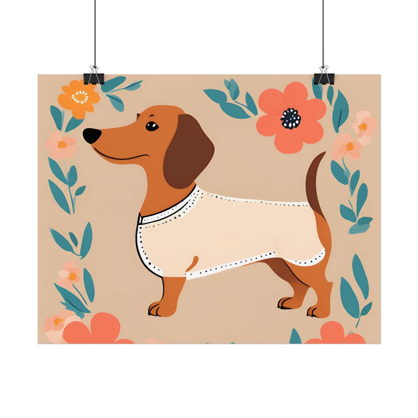 Sophisticated Dachshund Poster Dog Wall Art Animal Lover Game Room Decoration Weiner Dog Horizontal