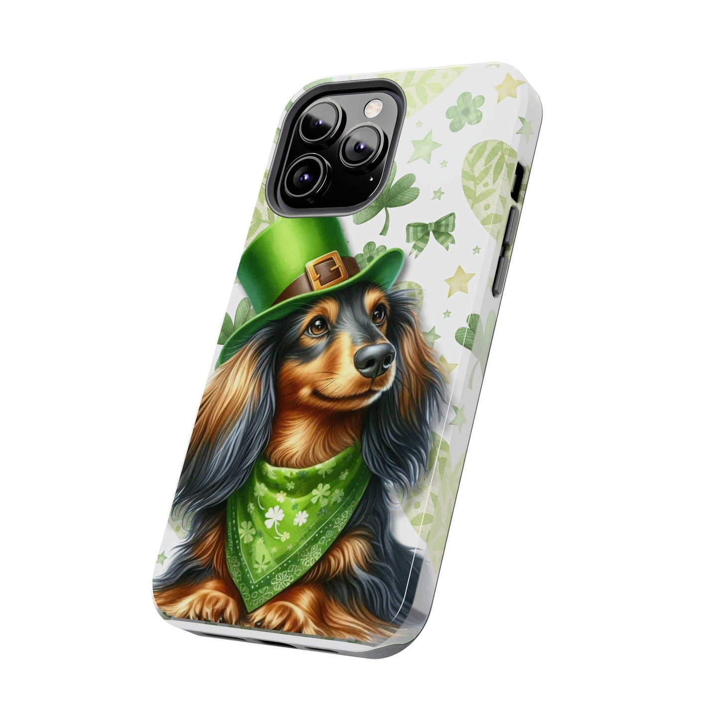 St Patricks Cute Dachshund Phone Case Dog Lover Gift Tough Phone Cover Patty