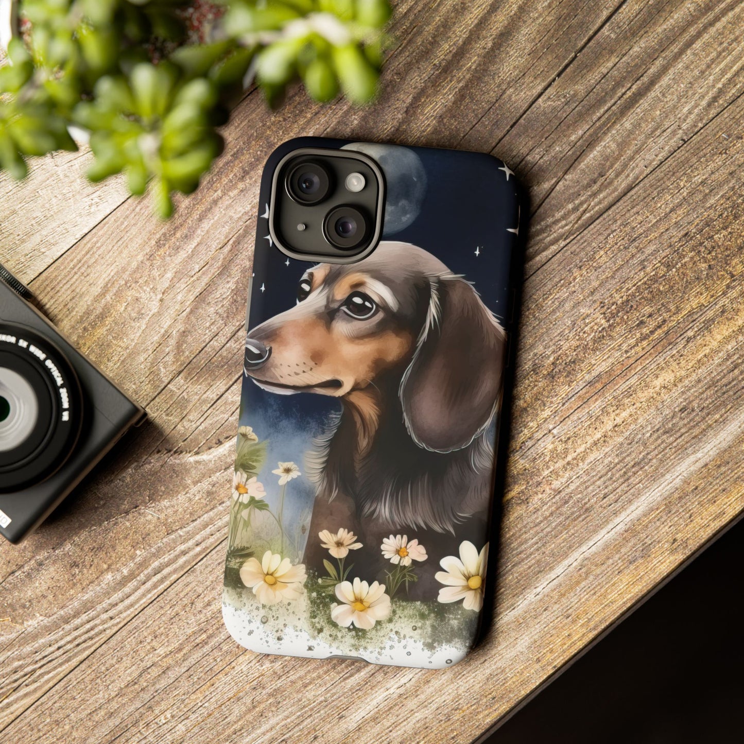 Vibrant Dachshund Moonlight Phone Case - Dog Apple Pixel Galaxy