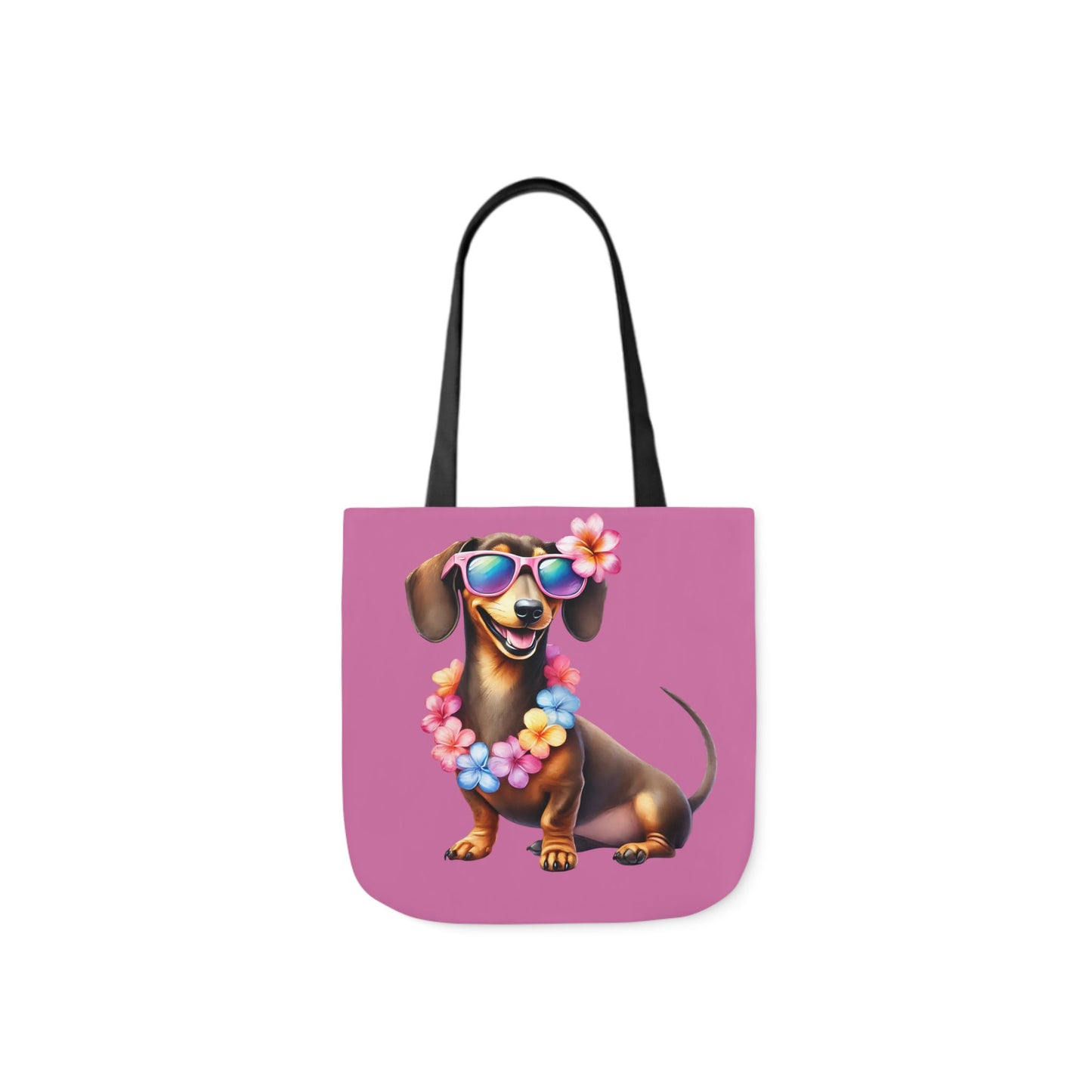 Dog Lover's Canvas Tote Bag - Fun Dachshund Design, Beach, Travel Pet Hawaii Lei