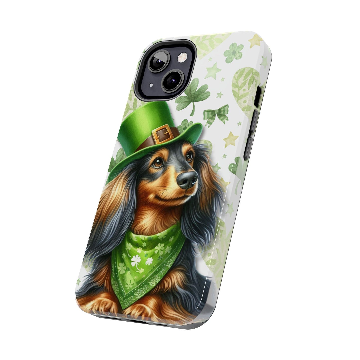 St Patricks Cute Dachshund Phone Case Dog Lover Gift Tough Phone Cover Patty