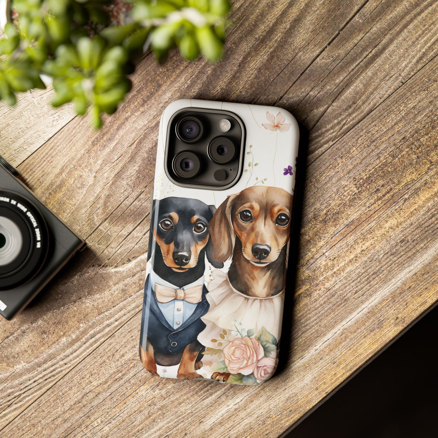 Wedding Dachshund Dog Phone Case - Bridal Gift Flower Girl Apple Pixel Galaxy