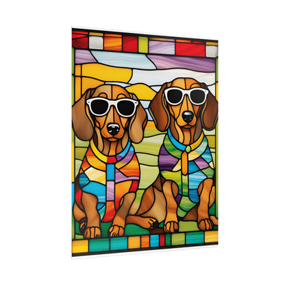 Stained Glass Print Dachshund Poster Dog Wall Art Animal Lover Blacklight Kids Room Decoration