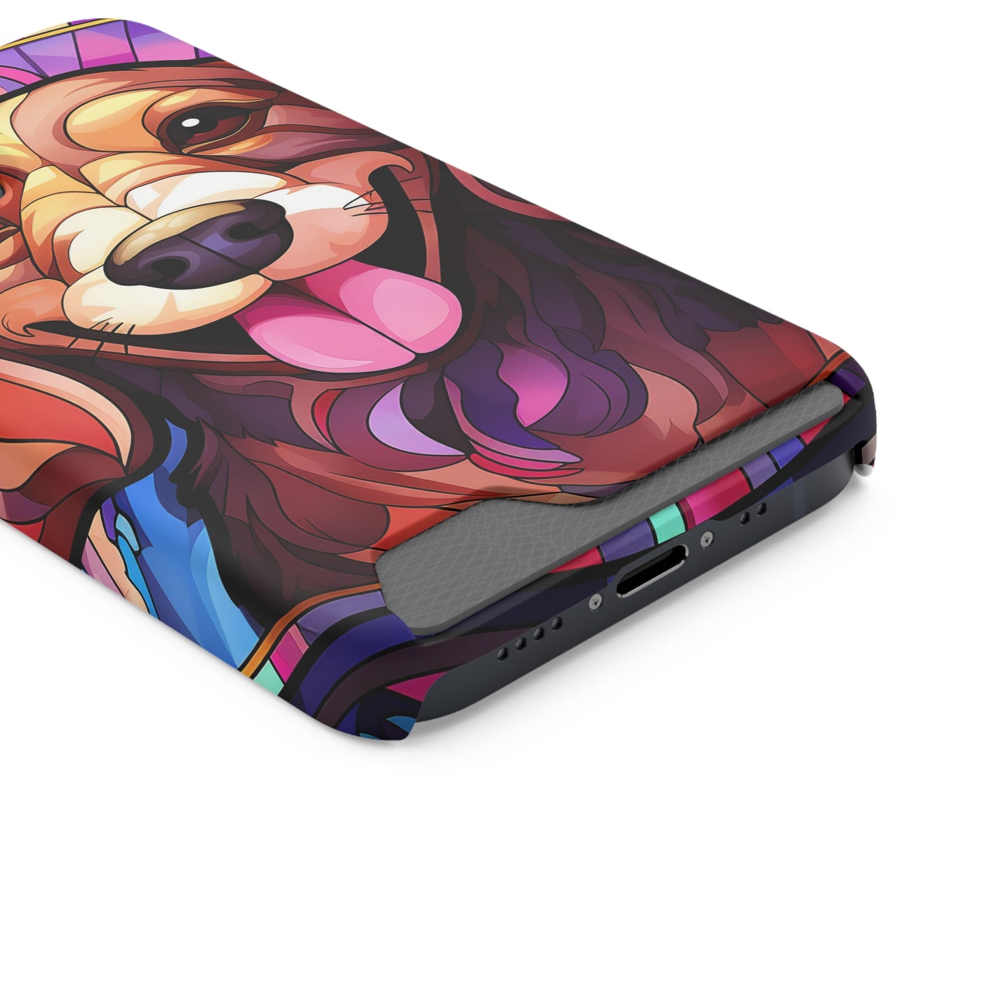 Stained Glass Dachshund Phone Case, Trendy Wallet Case for Dog Lovers, Cute Card Holder Cover