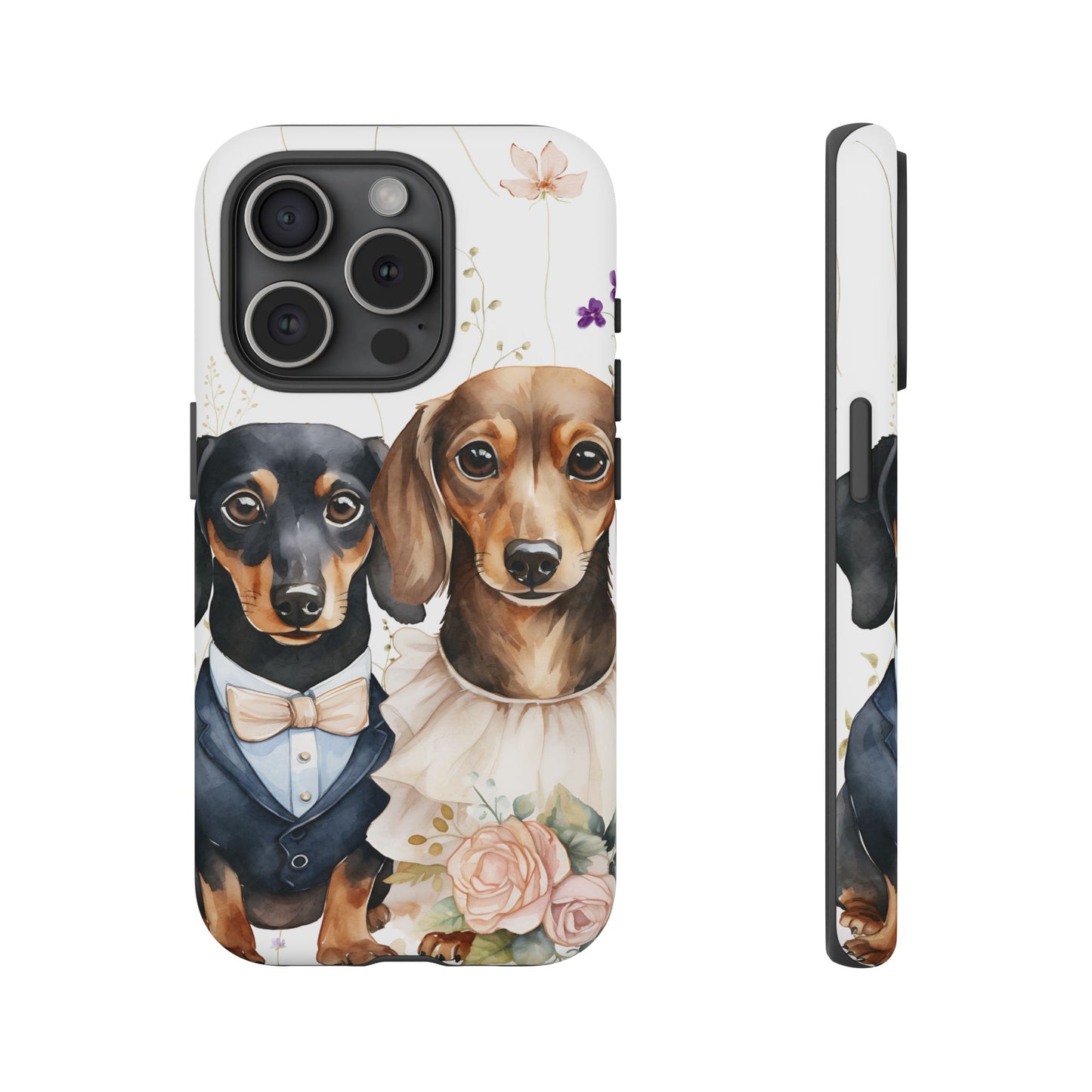 Wedding Dachshund Dog Phone Case - Bridal Gift Flower Girl Apple Pixel Galaxy