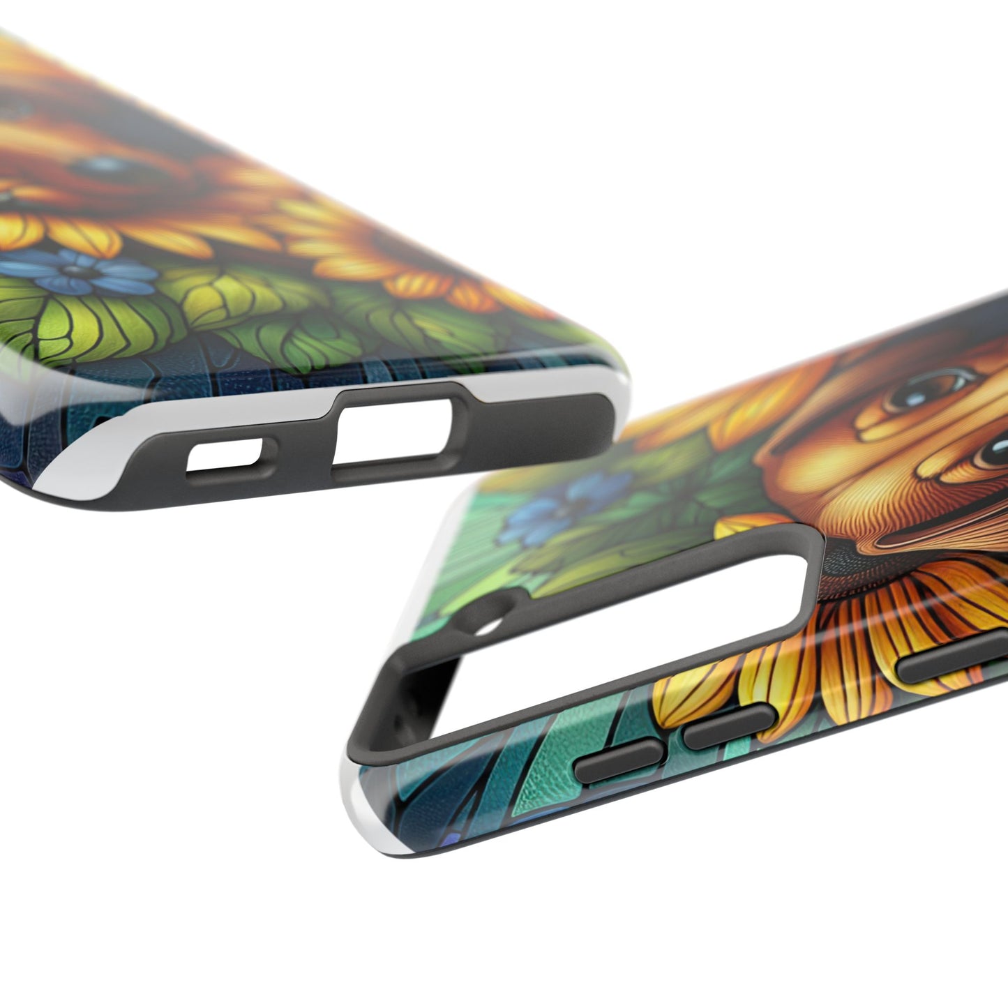 Cute Dachshund Phone Case Dog Lover Gift Tough Phone Cover Doxie Stained Glass