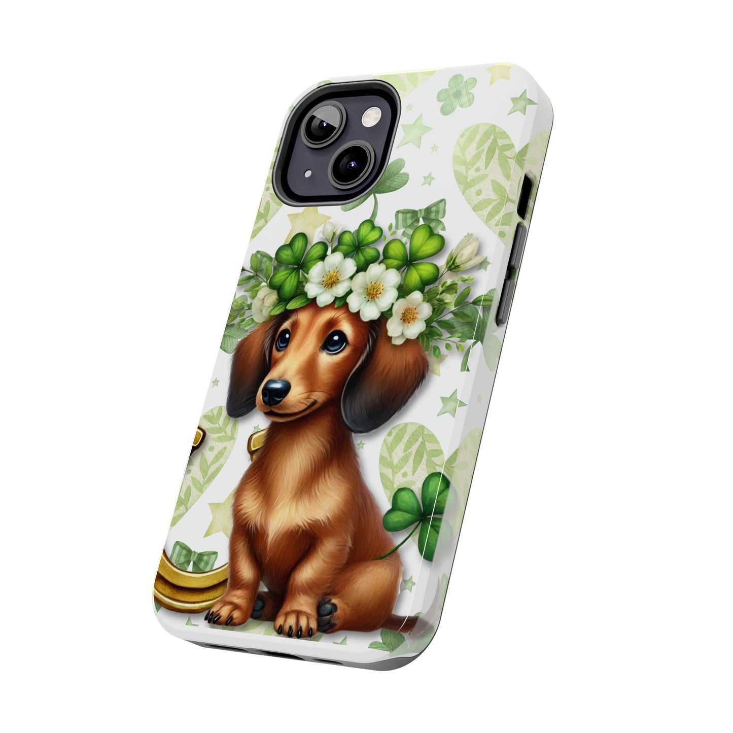 St Patricks Cute Dachshund Phone Case Dog Lover Gift Tough Phone Cover Patty