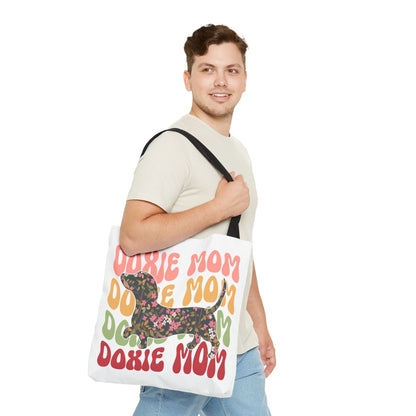 Black and Tan Dachshund Puppy Tote Bag Bright and Cheerful Weiner Doxie Patterned