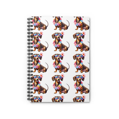 Fun Hawaiian Patterned Dachshund Spiral Notebook Pet Journal, Dog Lover Gift