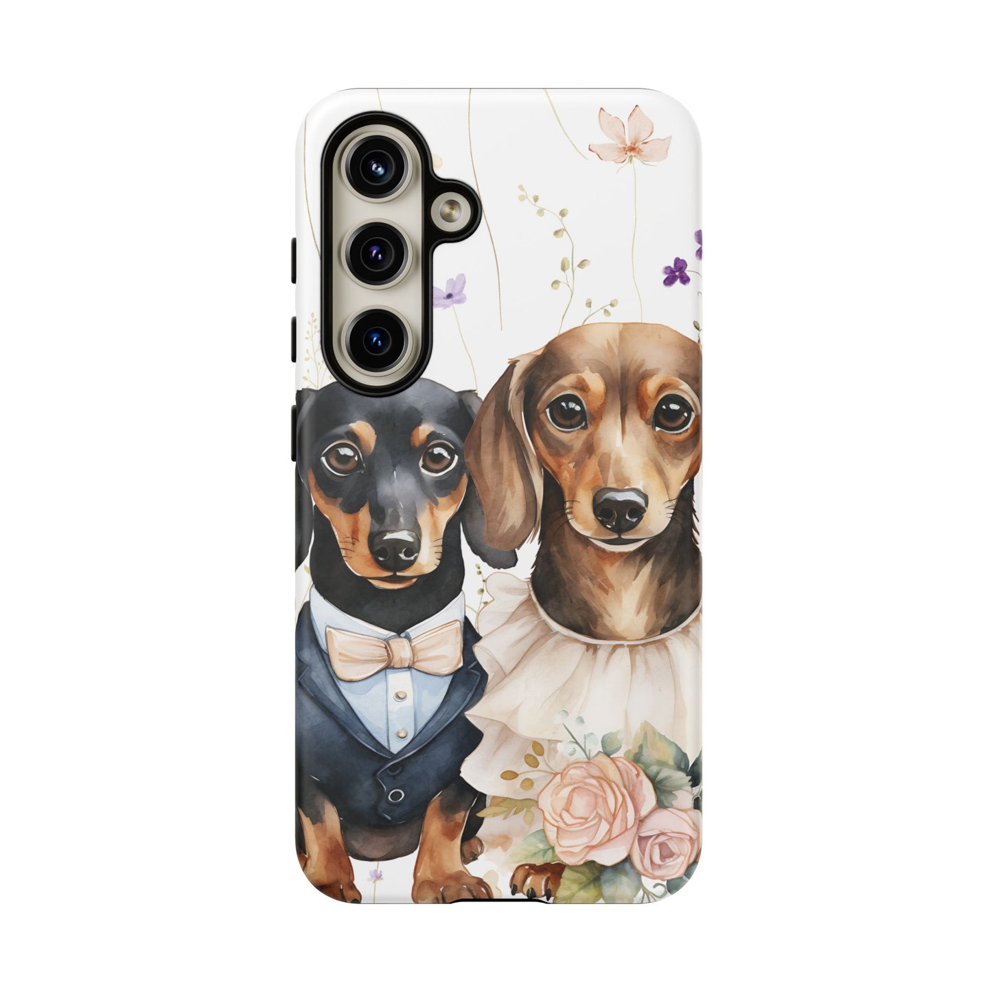 Wedding Dachshund Dog Phone Case - Bridal Gift Flower Girl Apple Pixel Galaxy