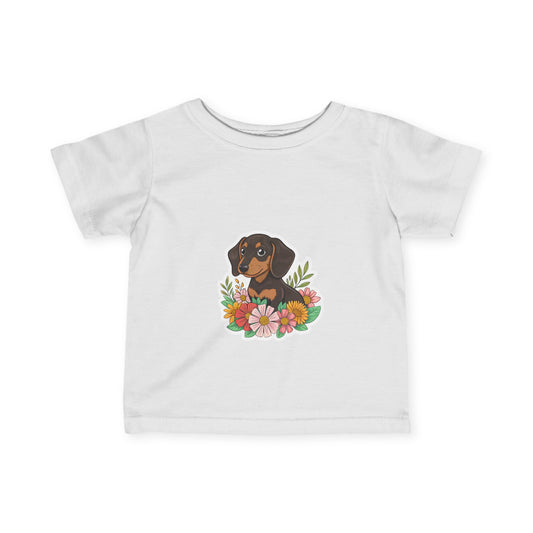 Floral Dachshund Infant Tee Toddler TShirt Cute Baby Shirt Dog Lover Gift Spring
