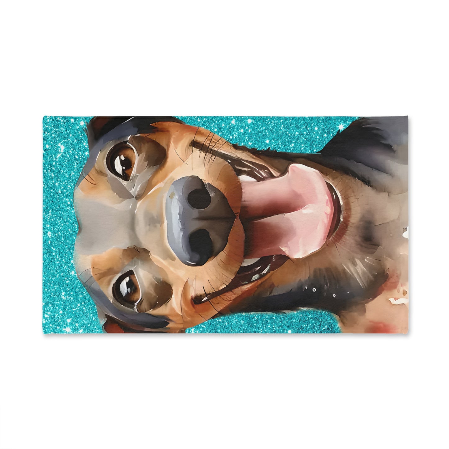 Blue Dachshund Hand Towel, Cute Pet Bathroom Decor, Weiner Dog Tea Towel, Animal Lover Gift