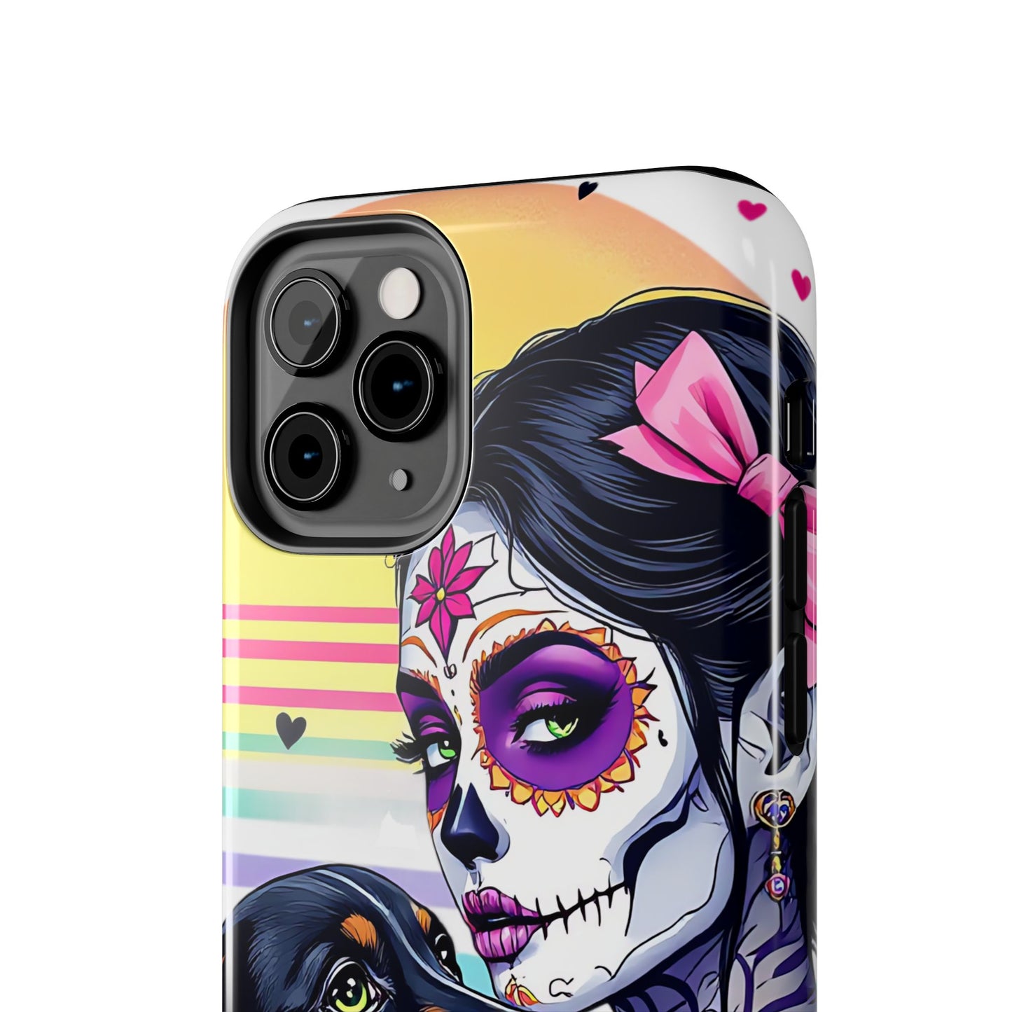 Cute Dachshund Phone Case Dog Lover Gift Tough Phone Cover Doxie Skull