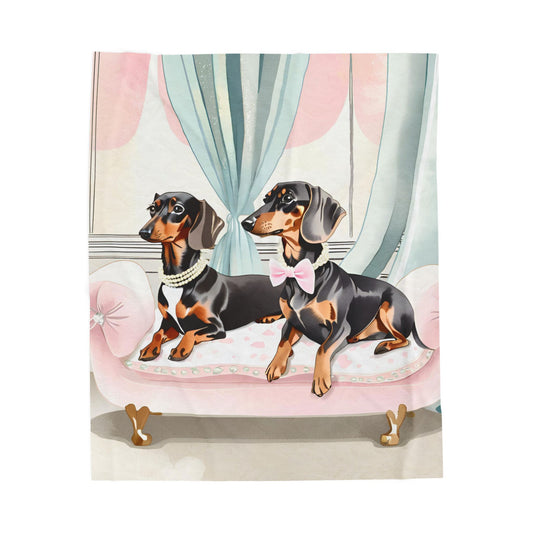 Pastel Springtime Dachshund Blanket, Cozy Throw, Dog Lover Gift, Animal Print Bedding, Weiner Dog
