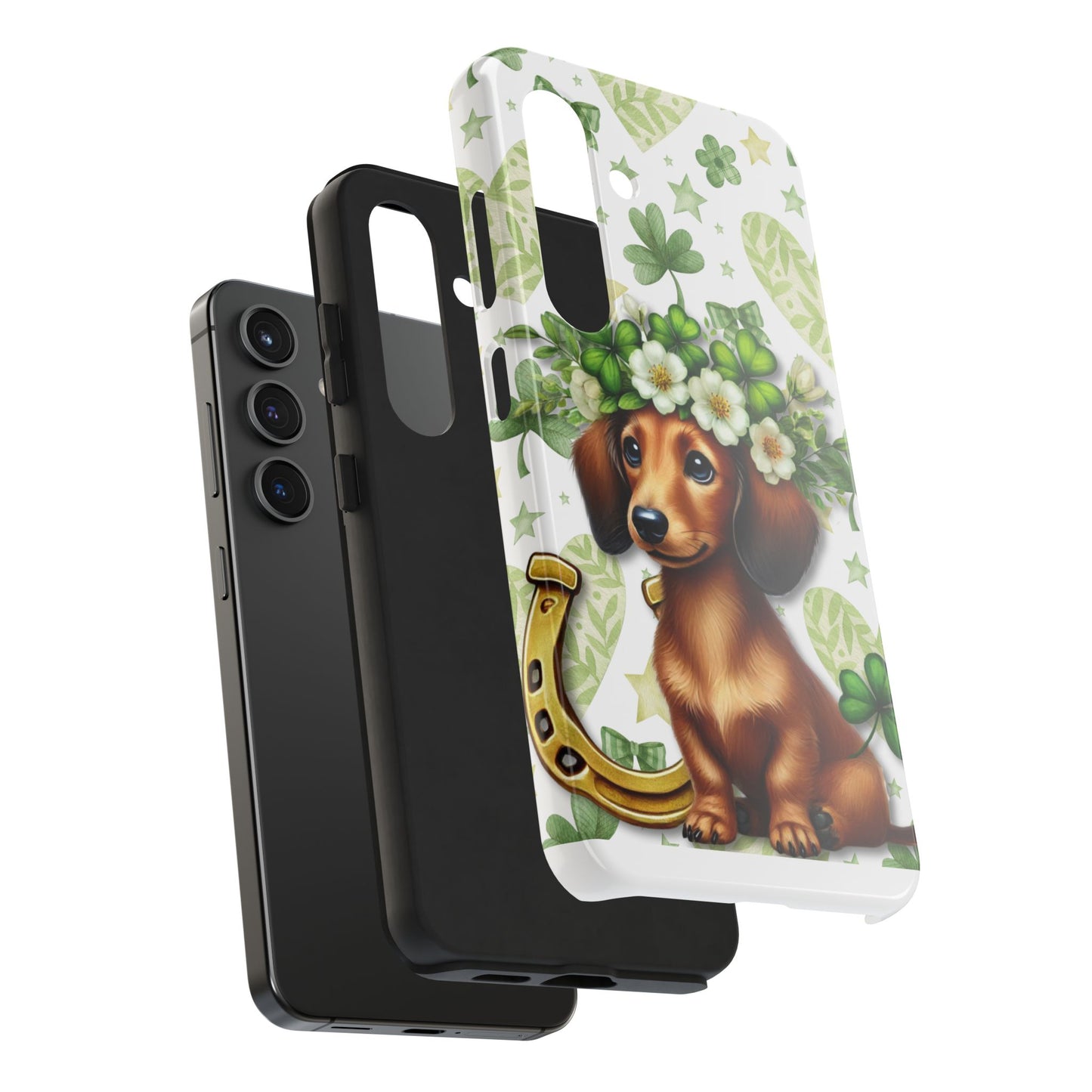 St Patricks Cute Dachshund Phone Case Dog Lover Gift Tough Phone Cover Patty