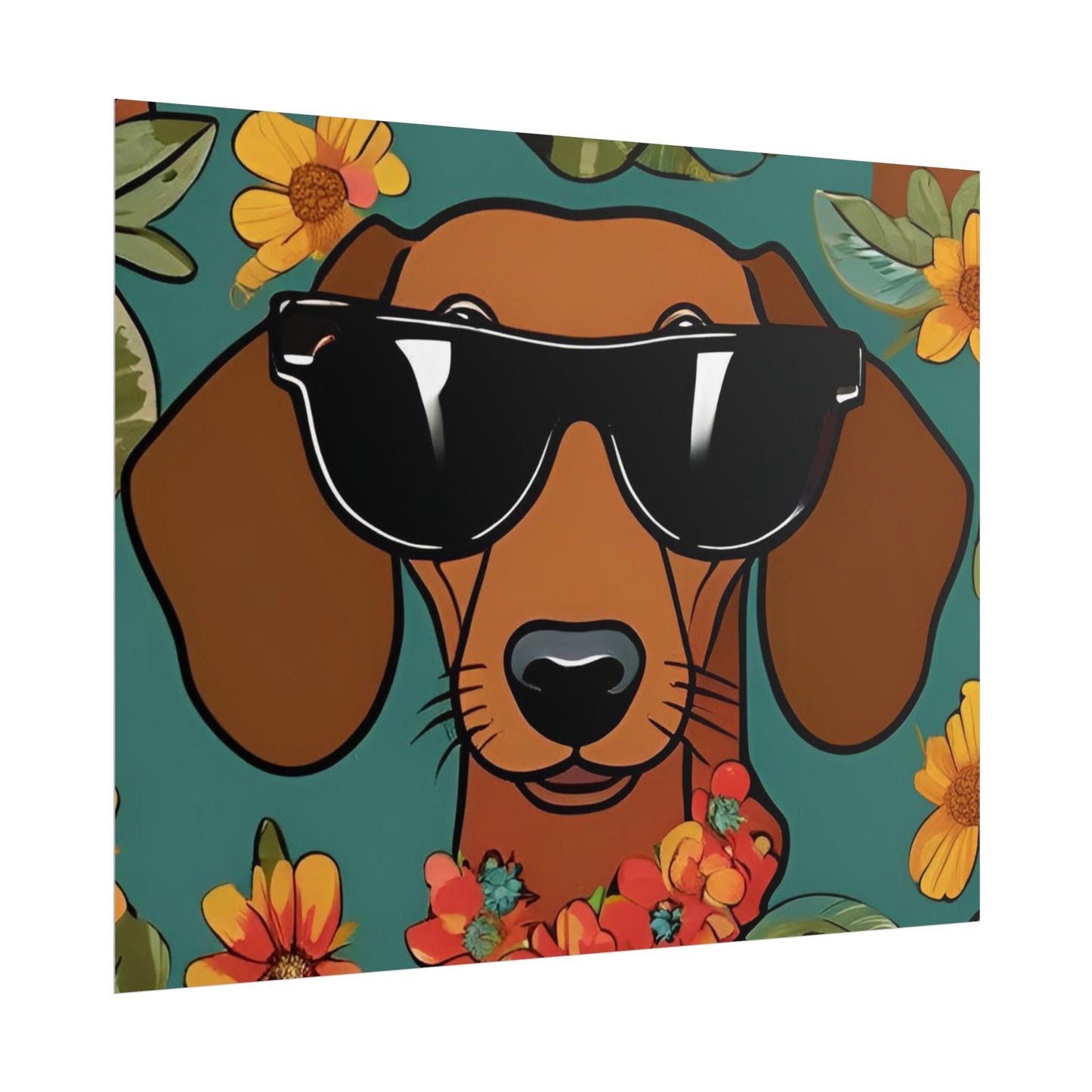 Dachshund Poster Dog Wall Art Animal Lover Game Room Decoration Weiner Dog Horizontal