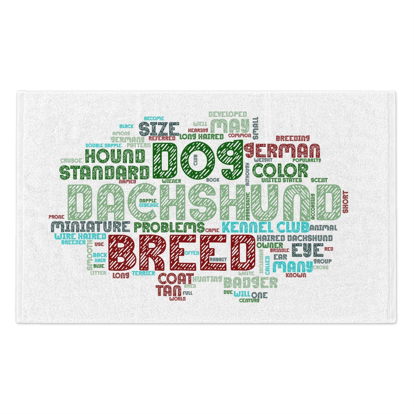 Dachshund Word Art Rally Towel, Perfect for Dog Lovers, Pet Shows, Gifts for Dog