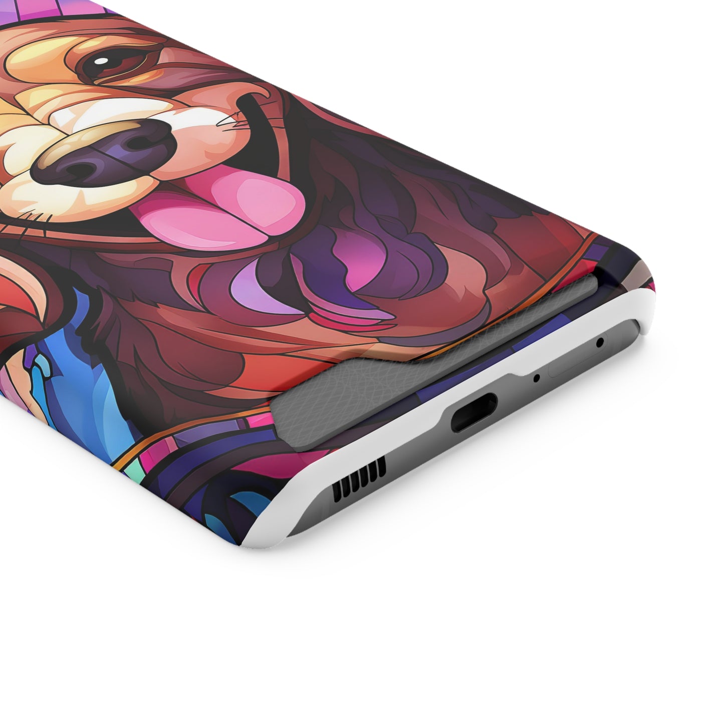 Stained Glass Dachshund Phone Case, Trendy Wallet Case for Dog Lovers, Cute Card Holder Cover