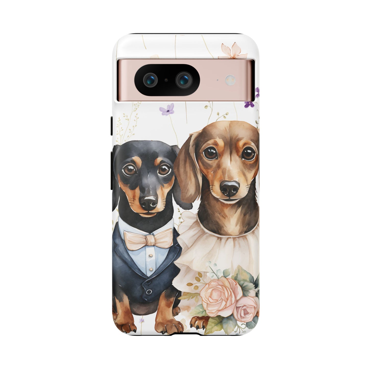 Wedding Dachshund Dog Phone Case - Bridal Gift Flower Girl Apple Pixel Galaxy