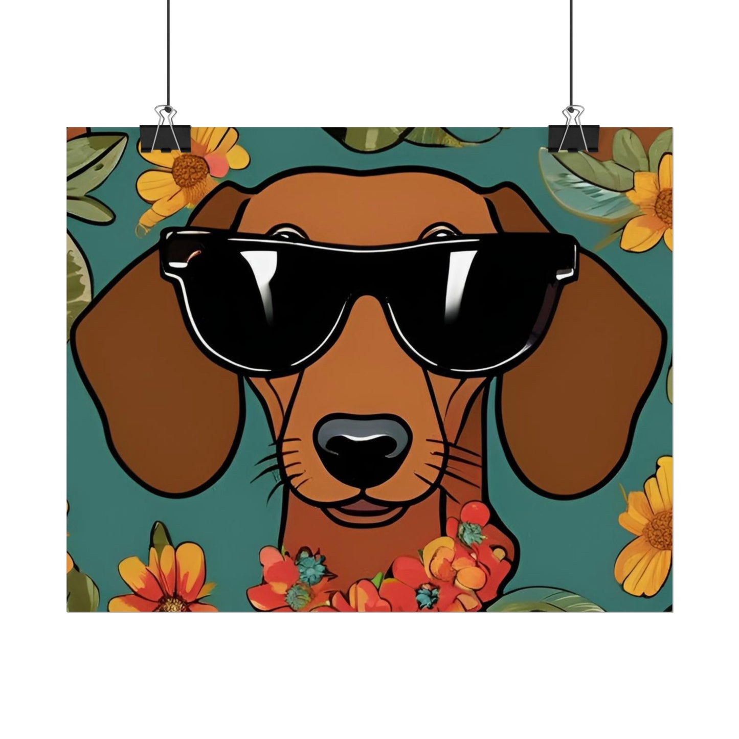 Dachshund Poster Dog Wall Art Animal Lover Game Room Decoration Weiner Dog Horizontal