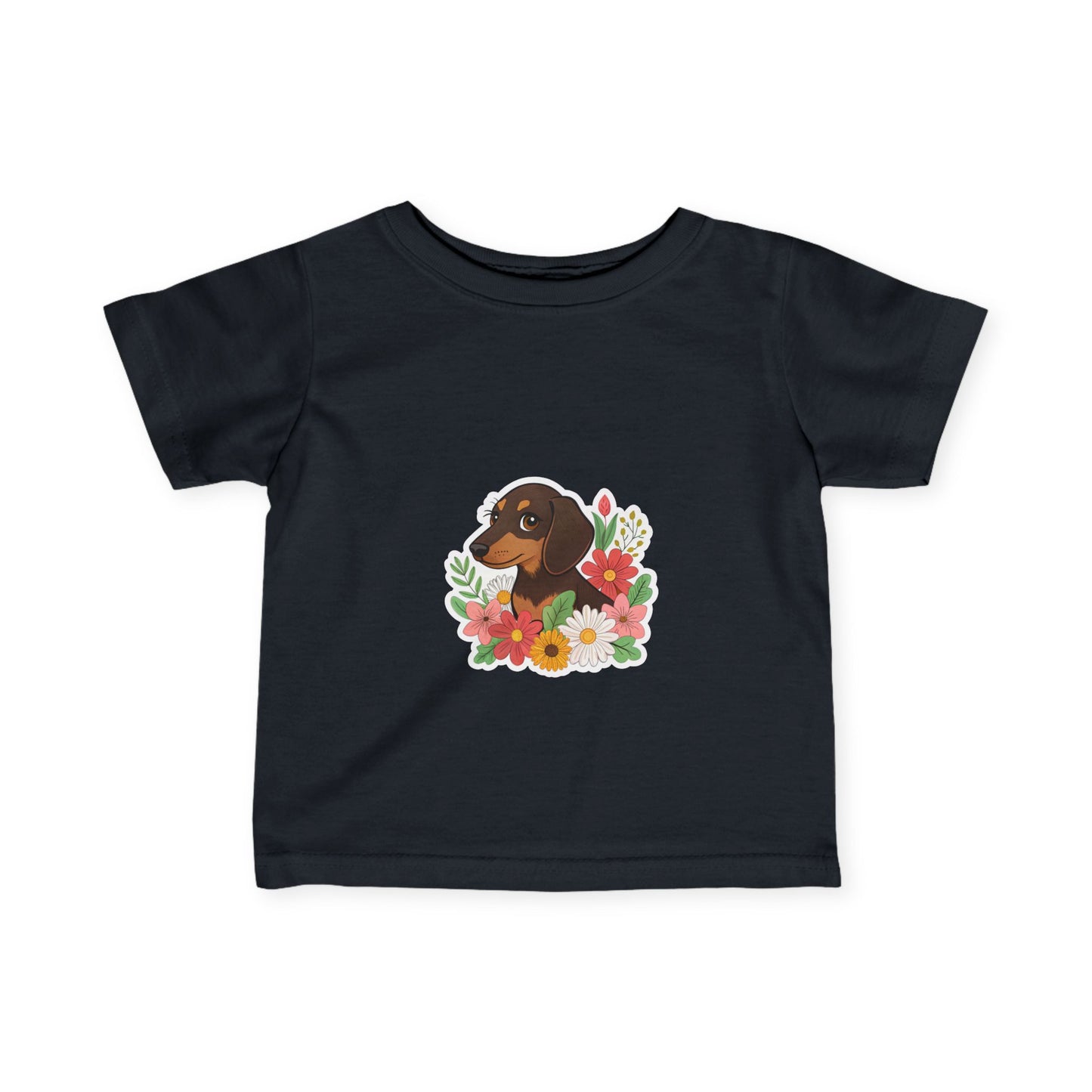 Floral Dachshund Infant Tee, Toddler T-Shirt, Cute Baby Shirt, Dog Lover Gift,