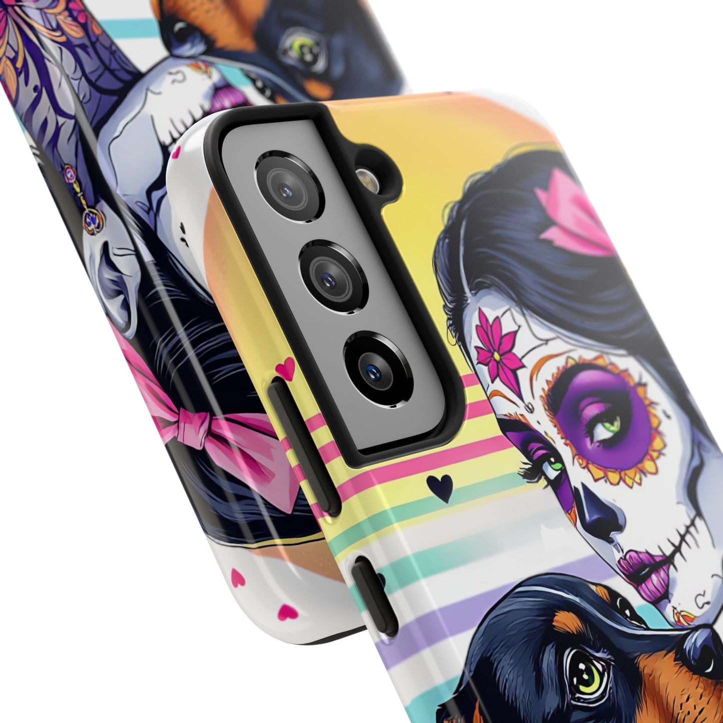 Cute Dachshund Phone Case Dog Lover Gift Tough Phone Cover Doxie Skull