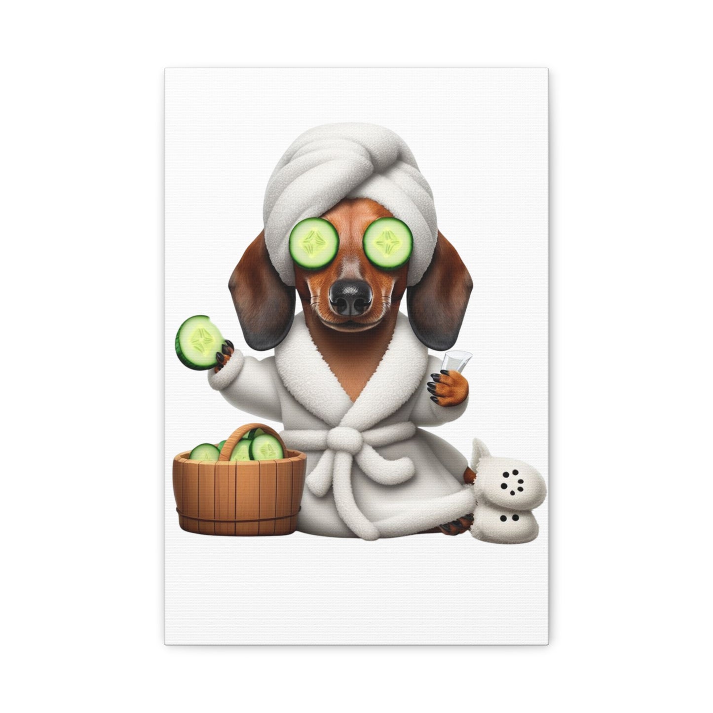 Canvas Print, Cute Dachshund in Bathrobe, Funny Animal Art, Home Decor, Dog Lover Gift, Wall Art, Nursery Decor