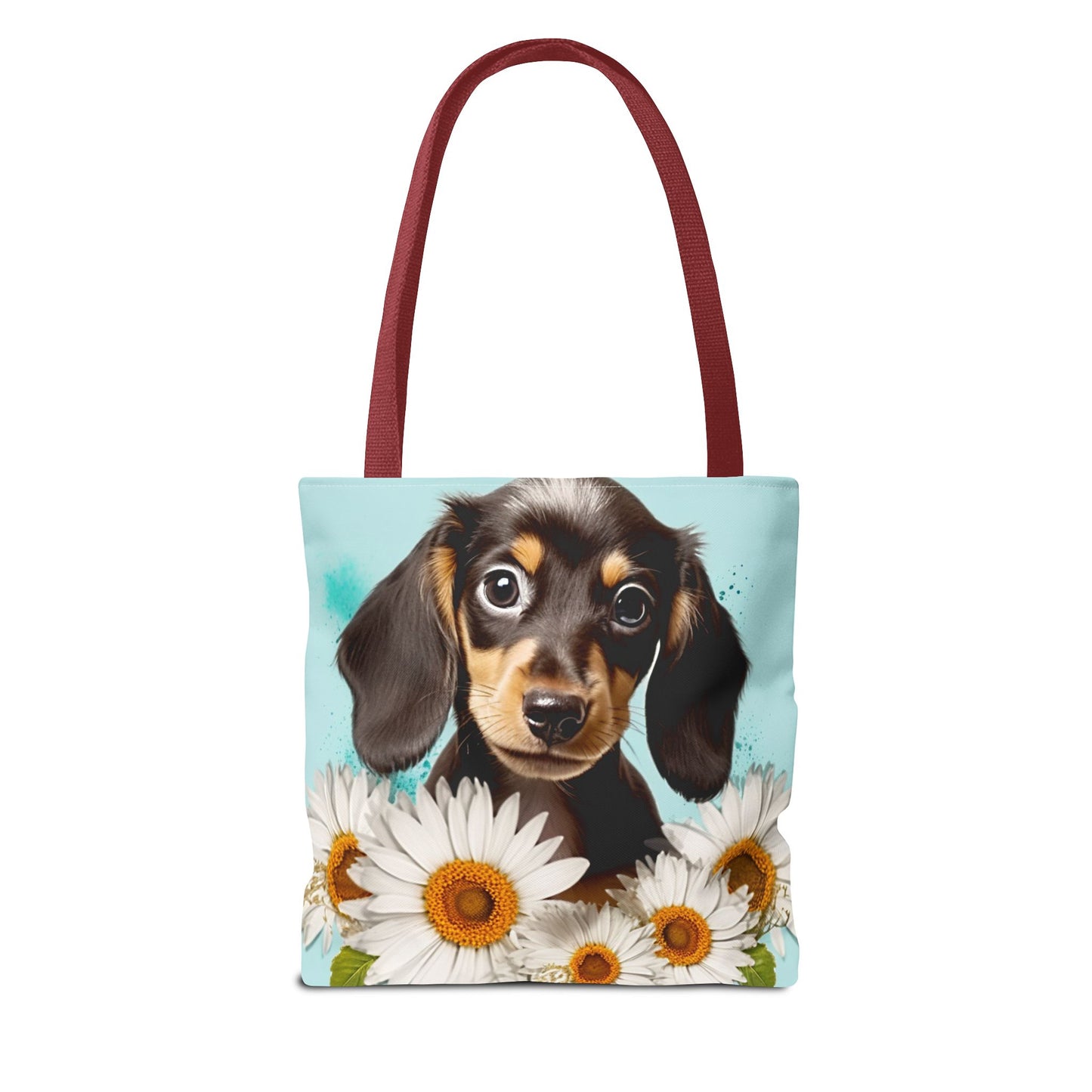 Adorable Black and Tan Dachshund Puppy Tote Bag Bright and Cheerful Weiner