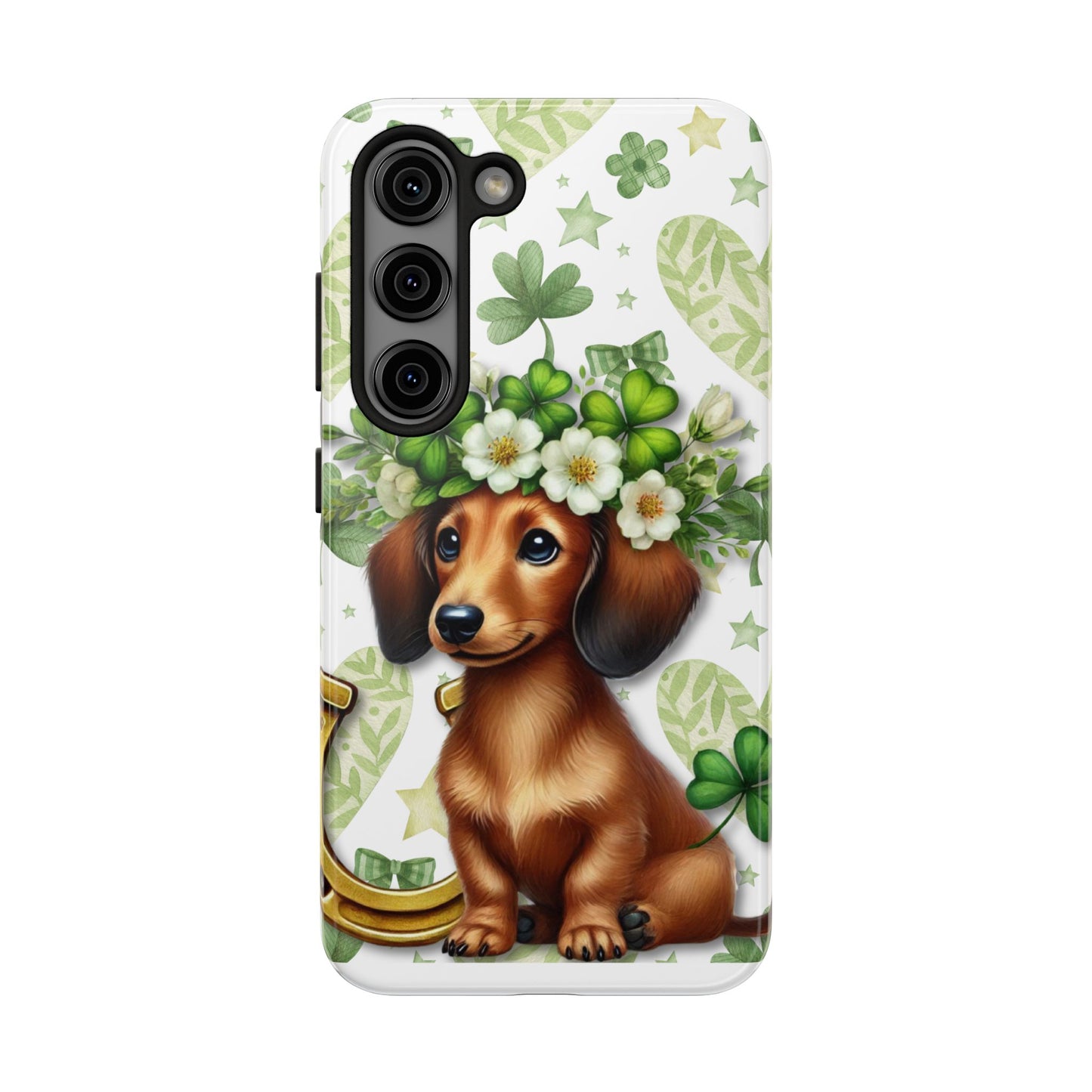 St Patricks Cute Dachshund Phone Case Dog Lover Gift Tough Phone Cover Patty