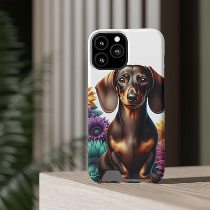 Dachshund Phone Case, Trendy Wallet Case for Dog Lovers, Cute Card Holder Cover, Animal Print Accessory, Slim Protective