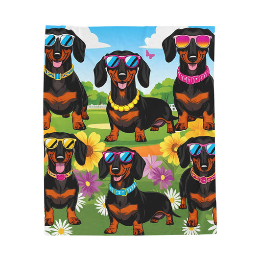 Vibrant Neon Dachshund Blanket, Cozy Throw, Dog Lover Gift, Animal Print Bedding, Weiner Dog