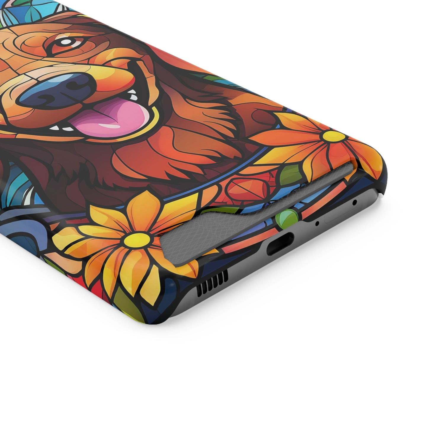 Stained Glass Dachshund Phone Case, Trendy Wallet Case for Dog Lovers, Cute Card Holder Cover